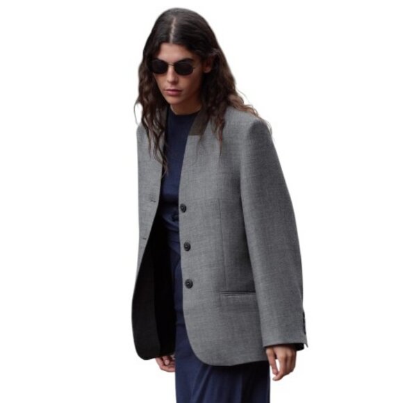 Zara Collection grey tailored oversized wool blazer size M - Picture 2 of 11